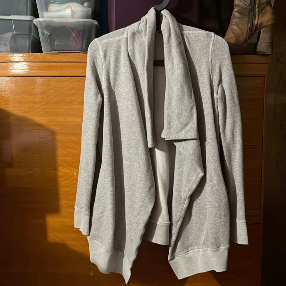 AllSaints Dahlia Cardigan in Heather Gray with Zipper Details, Small